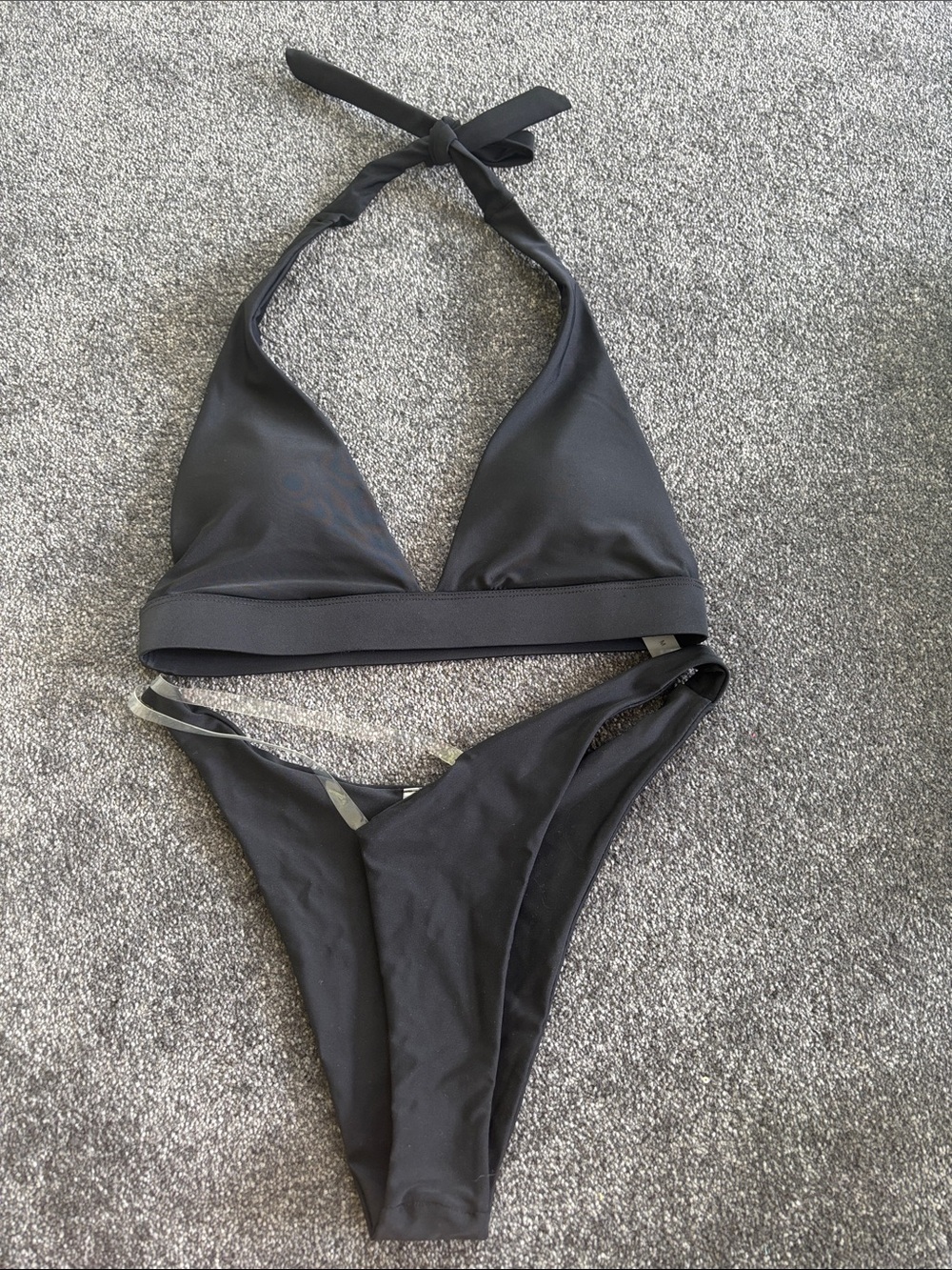 SHEIN Black Halter Triangle Bikini Set